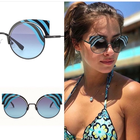 FENDI Turquoise & Black Sunglasses NEW/AUTHENTIC main image 12